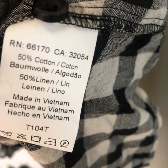 Anthro Tylho Checked Swing Top Gingham Linen Plaid Blouse Shirt Summer Linen S - Picture 15 of 16